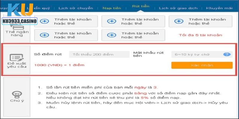 Cung cấp thông tin rút tiền KU3933 chi tiết